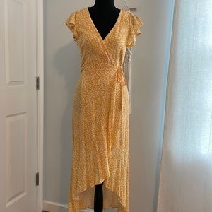 Abercrombie&fitch yellow floral long high low dress